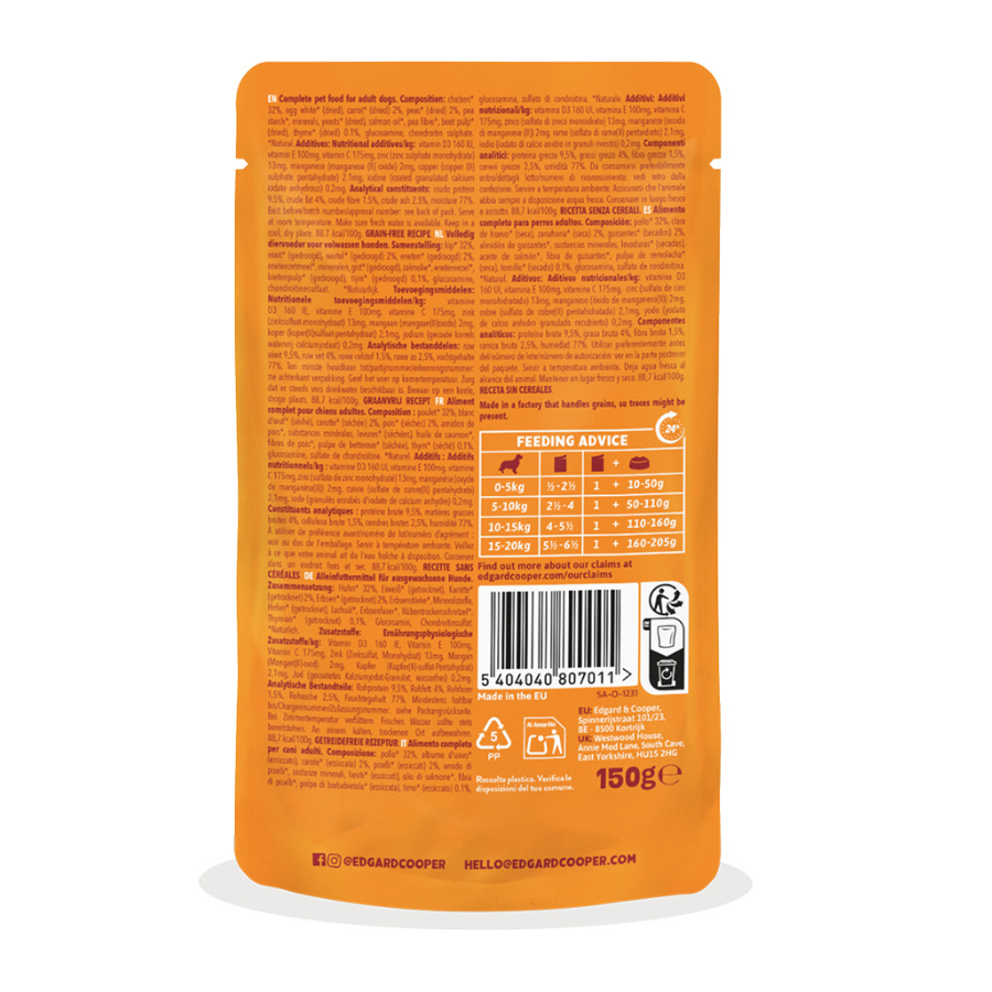 150 g Edgard & Cooper Adult Grain Free Comida h&uacute;mida de frango em saquetas para c&atilde;es, , large Imagem n&uacute;mero 2